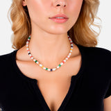 Kette gelbgold Süßwasser-Zuchtperle weiß Marmor multicolor