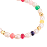 Armband gelbgold Süßwasser-Zuchtperle weiß Marmor multicolor