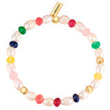 Armband gelbgold Süßwasser-Zuchtperle weiß Marmor multicolor