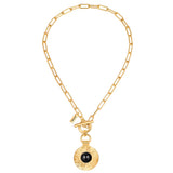 Kette mit Anhänger gelbgold Achat schwarz