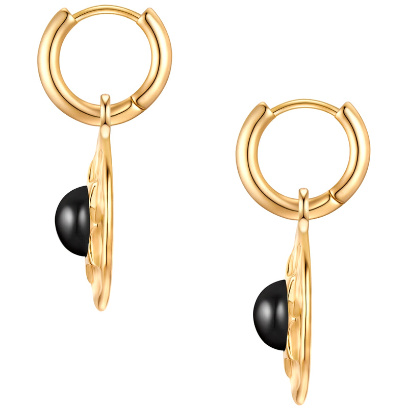 Creolen gelbgold Achat schwarz