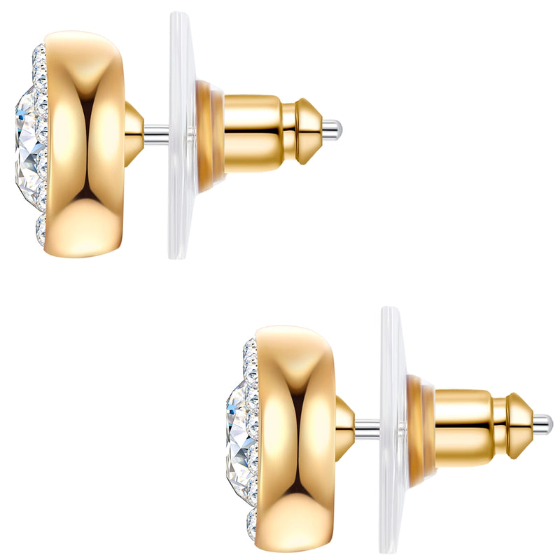 Ohrstecker gelbgold Glaskristall weiß
