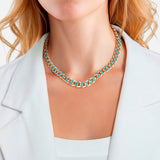 Kette gelbgold Emaille blau