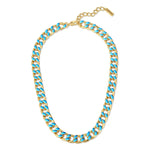 Kette gelbgold Emaille blau