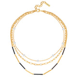 Kette gelbgold Perle (synth.) weiß