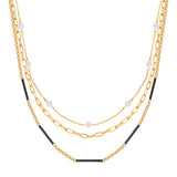 Kette gelbgold Perle (synth.) weiß
