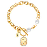 Armband gelbgold Perle (synth.) weiß Zirkonia weiß