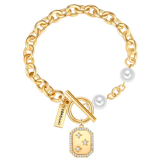 Armband gelbgold Perle (synth.) weiß Zirkonia weiß