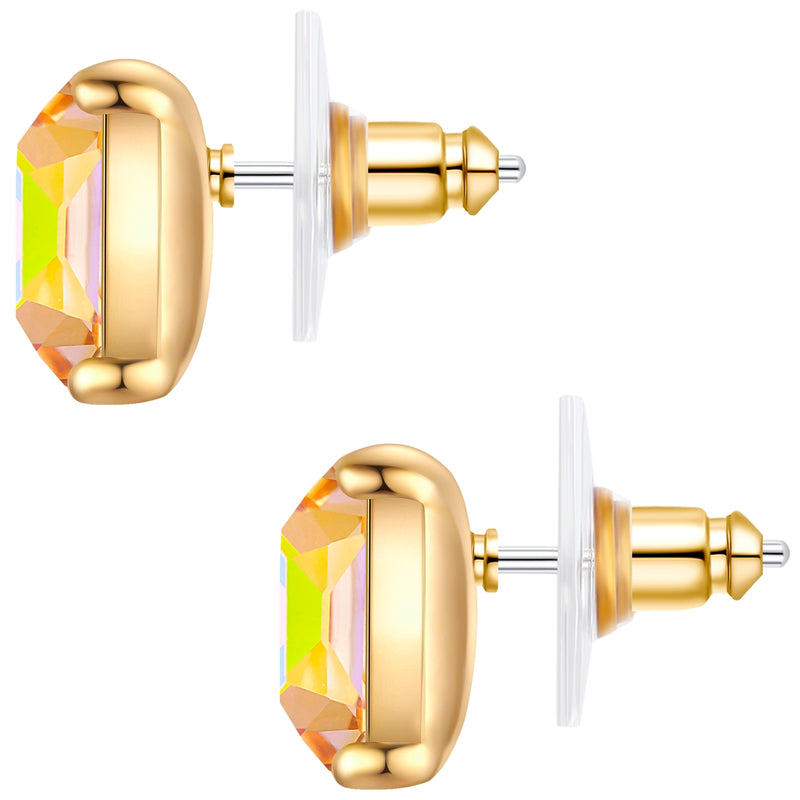 Ohrstecker gelbgold Glas weiß