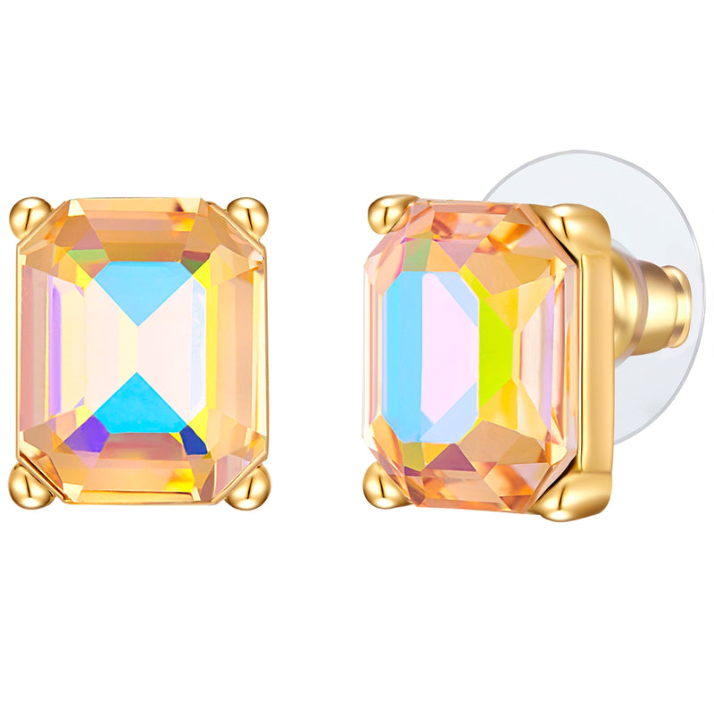 Ohrstecker gelbgold Glas weiß