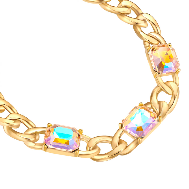 Armband gelbgold Glas weiß