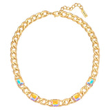 Kette gelbgold Glas weiß