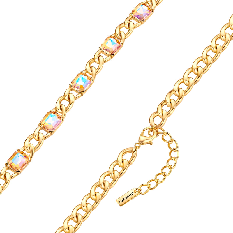 Kette gelbgold Glas weiß