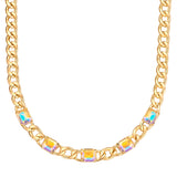 Kette gelbgold Glas weiß