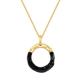 Kette mit Anhänger gelbgold Emaille schwarz