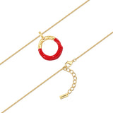 Kette mit Anhänger gelbgold Emaille rot