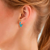 Creolen gelbgold Emaille hellblau