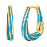 Creolen gelbgold Emaille hellblau