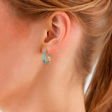 Creolen gelbgold Emaille hellblau