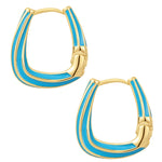 Creolen gelbgold Emaille hellblau