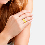 Ring Sterling Silber gelbgold Zirkonia weiß Emaille gelb