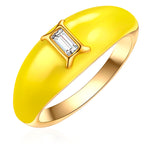 Ring Sterling Silber gelbgold Zirkonia weiß Emaille gelb