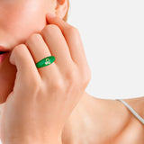Ring Sterling Silber gelbgold Zirkonia weiß Emaille grün