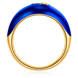 Ring Sterling Silber gelbgold Zirkonia weiß Emaille blau
