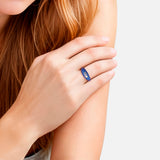 Ring Sterling Silber gelbgold Zirkonia weiß Emaille blau