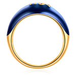 Ring Sterling Silber gelbgold Zirkonia weiß Emaille blau