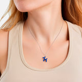 Kette mit Anhänger Sterling Silber Emaille blau