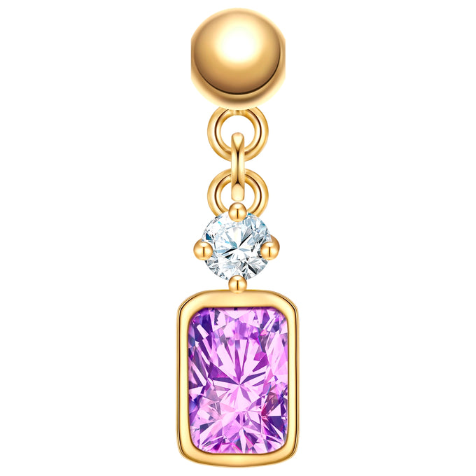 Charm Sterling Silber gelbgold Zirkonia lila weiß