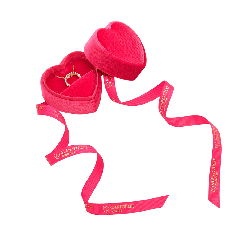 Schmuck Kettenbox Herzform Samt pink 5,5x5x4 mm