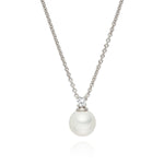 Kette mit Anhänger Muschelkernperle weiß Zirkonia weiß
