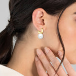 Klappcreolen gelbgold Muschelkernperle weiß