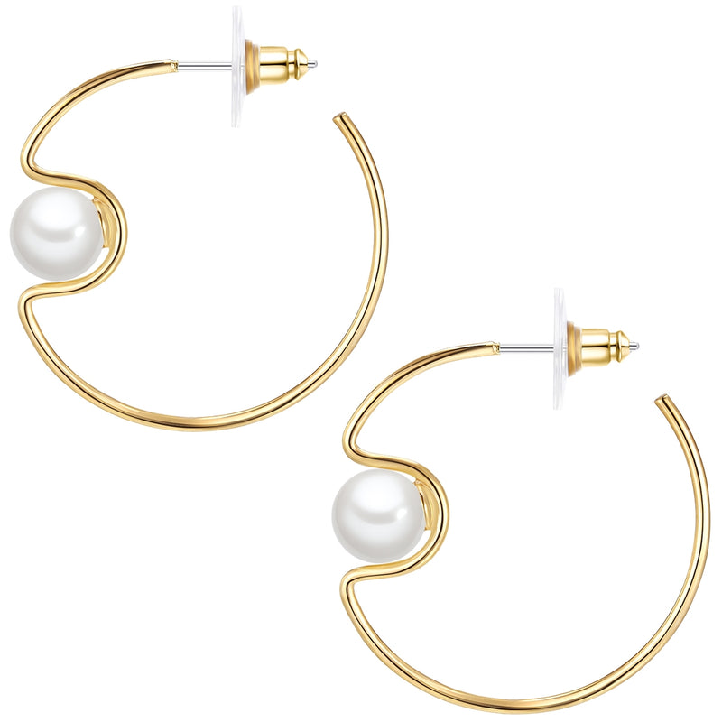 Creolen gelbgold Muschelkernperle weiß