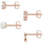 2er Set Ohrstecker roségold Muschelkernperle weiß Zirkonia weiß