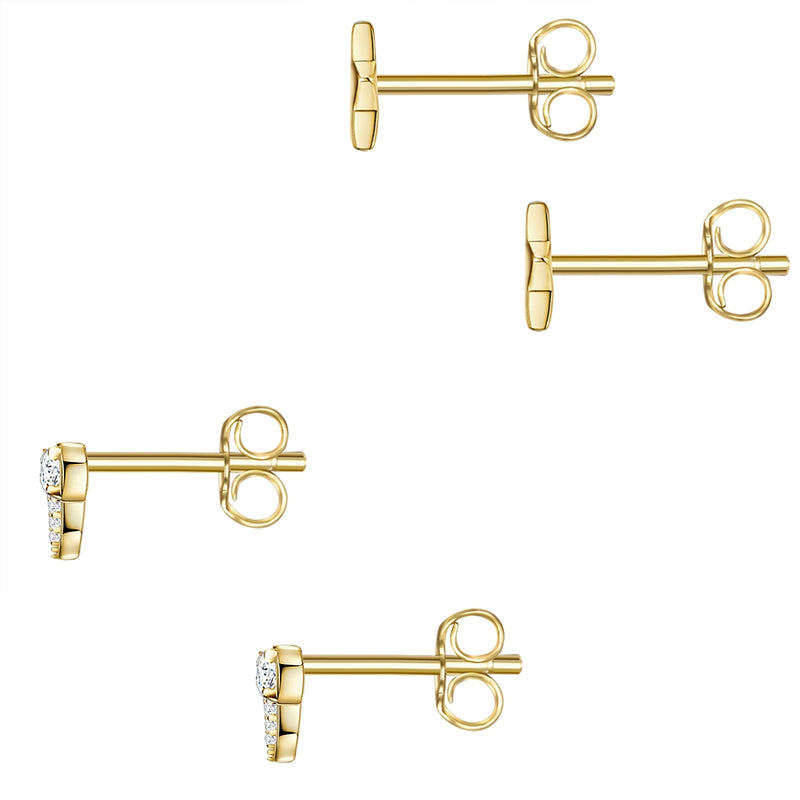 2er Set Ohrstecker gelbgold Zirkonia weiß