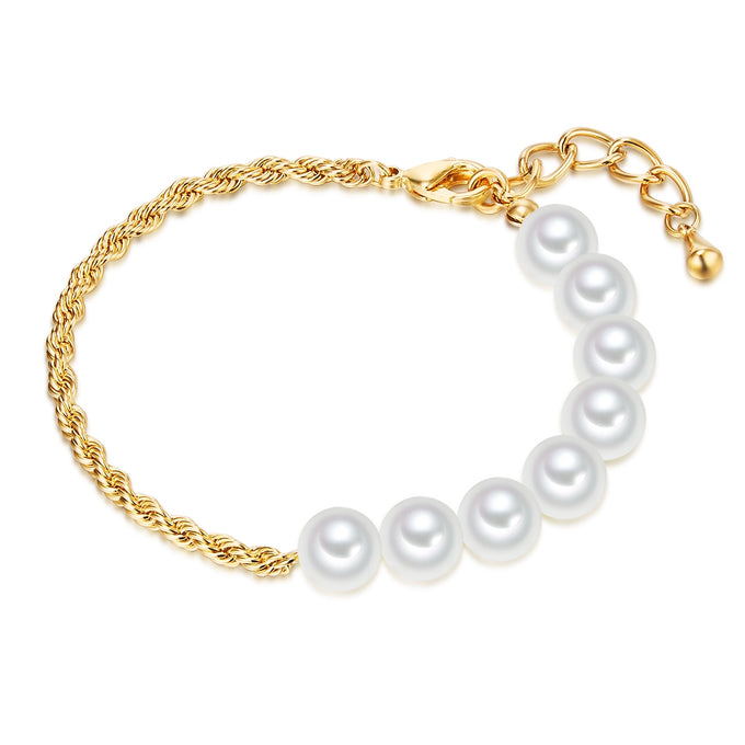 Armband gelbgold Muschelkernperle weiß