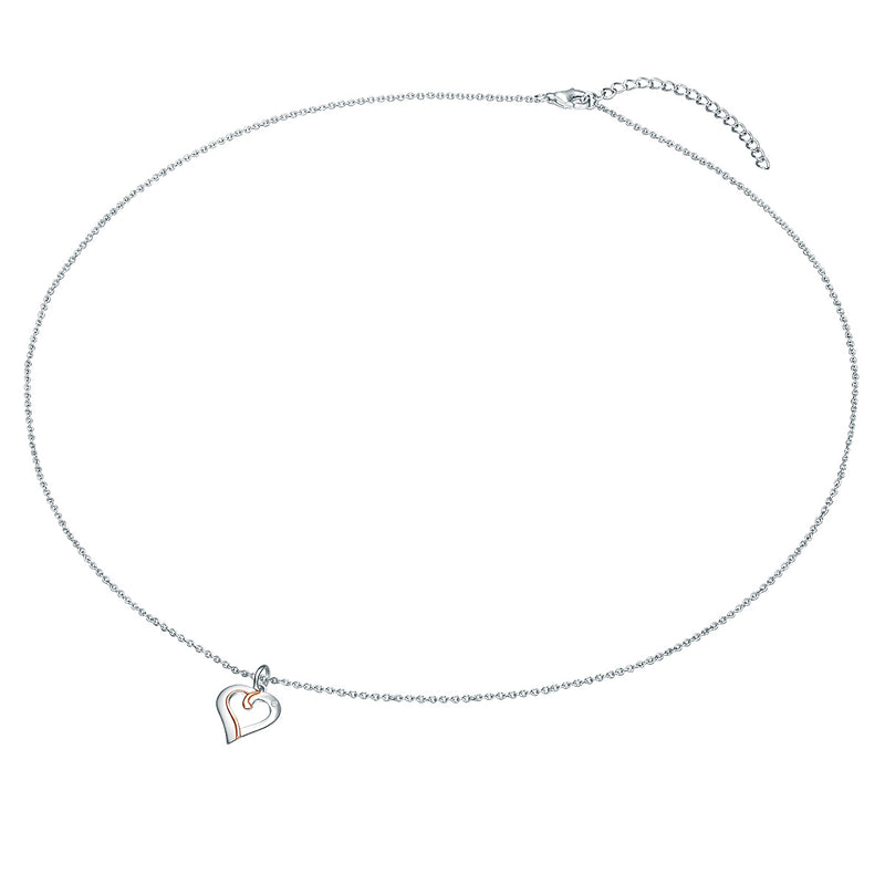Kette mit Anhänger Sterling Silber bi-Color Diamant weiß