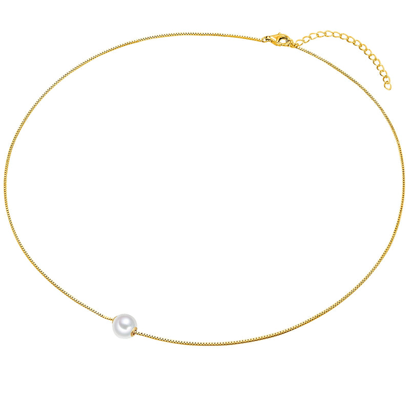 Kette mit Anhänger Sterling Silber gelbgold Süßwasser-Zuchtperle weiß