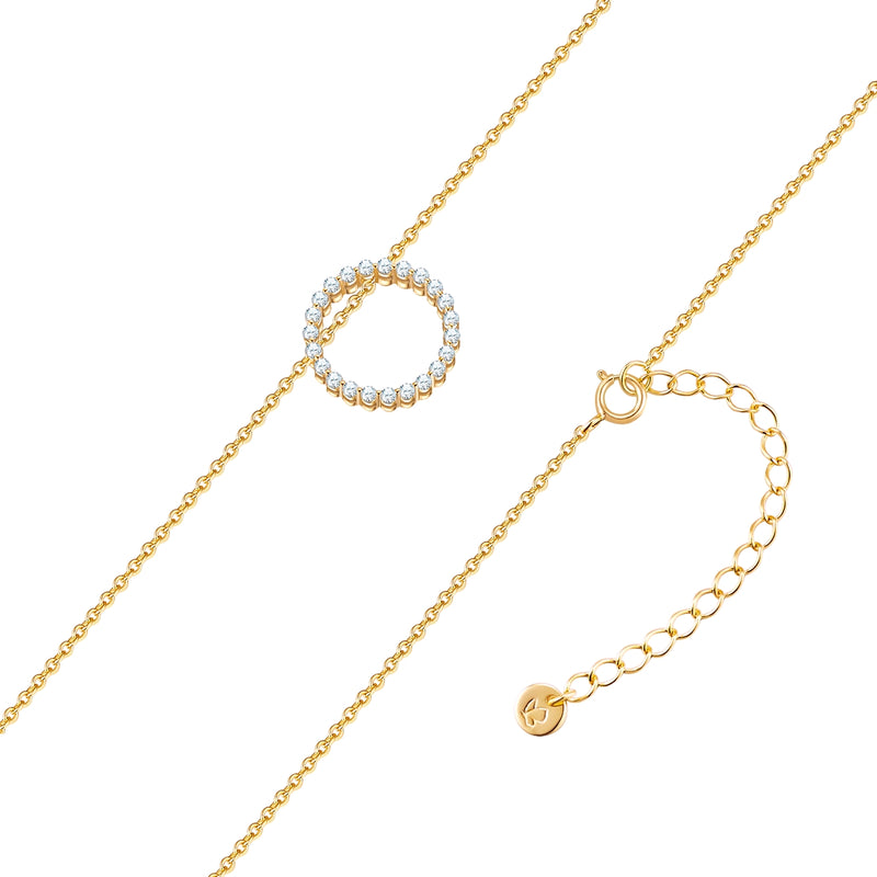 Kette mit Anhänger Sterling Silber gelbgold Zirkonia weiß