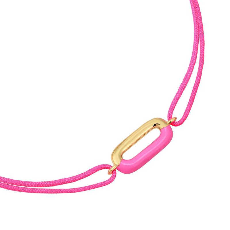 Armband Sterling Silber gelbgold Textil (pink) Emaille pink