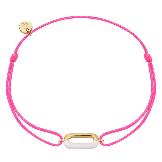 Armband Sterling Silber gelbgold Textil (pink) Emaille weiß