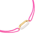 Armband Sterling Silber gelbgold Textil (pink) Emaille weiß