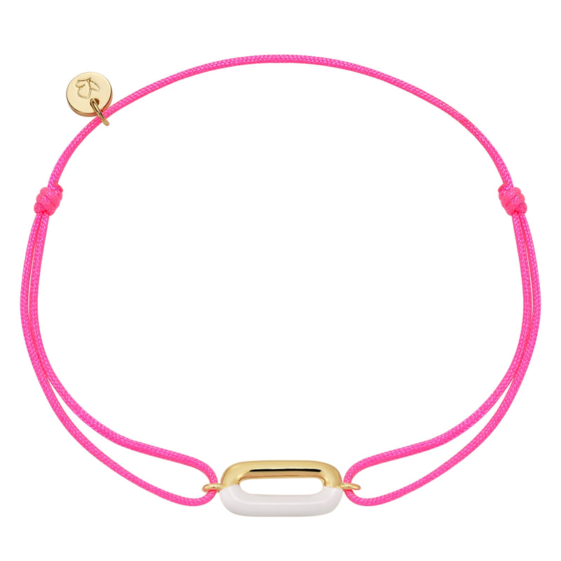 Armband Sterling Silber gelbgold Textil (pink) Emaille weiß