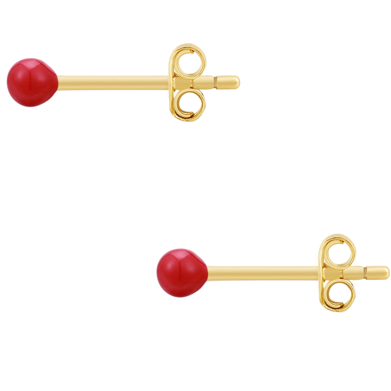 Ohrstecker Sterling Silber gelbgold Emaille rot