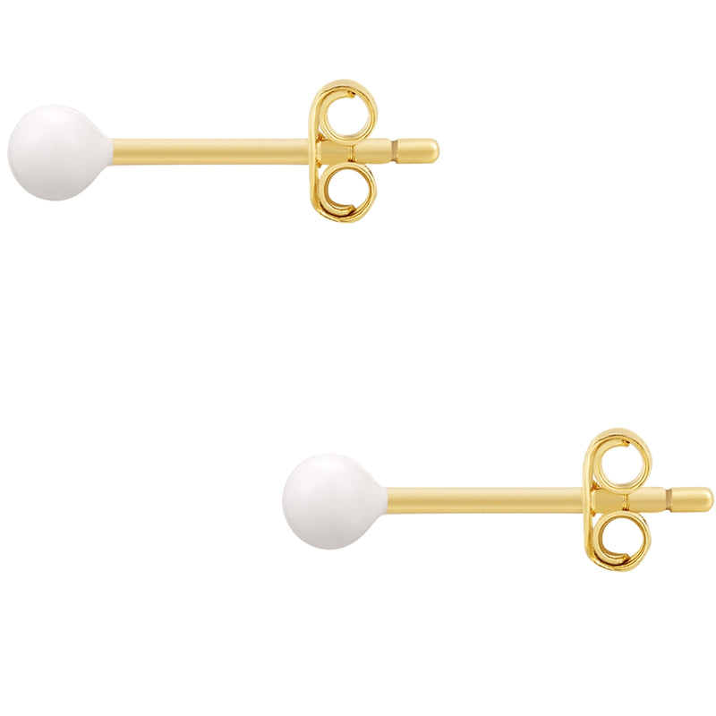 Ohrstecker Sterling Silber gelbgold Emaille weiß