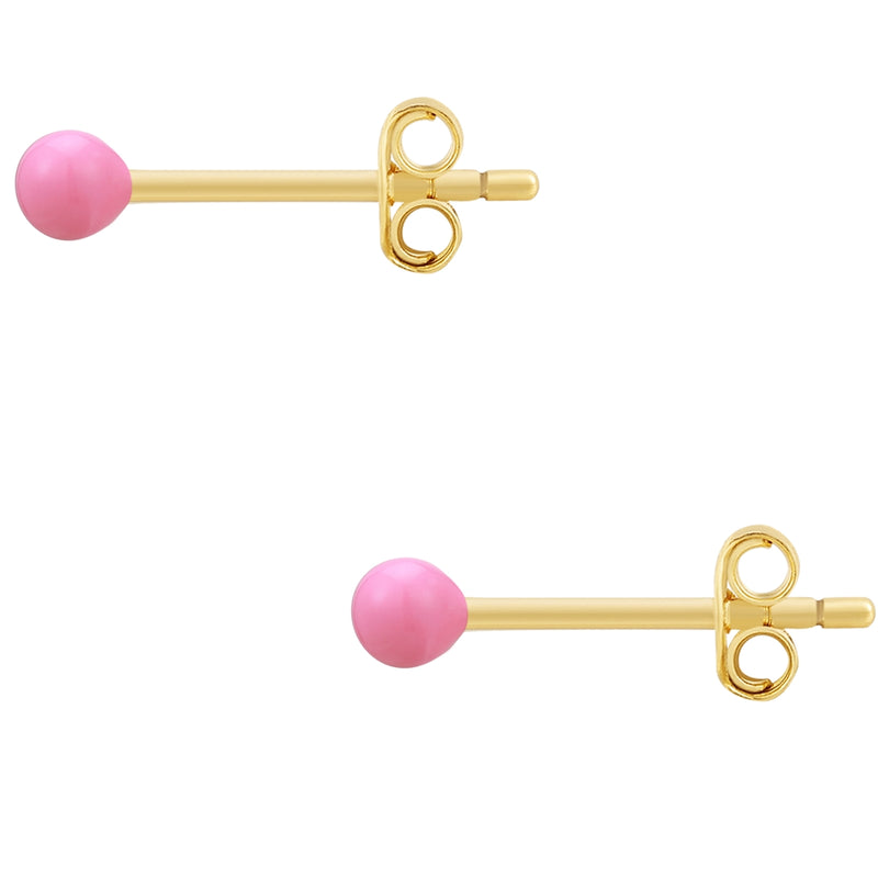 Ohrstecker Sterling Silber gelbgold Emaille pink