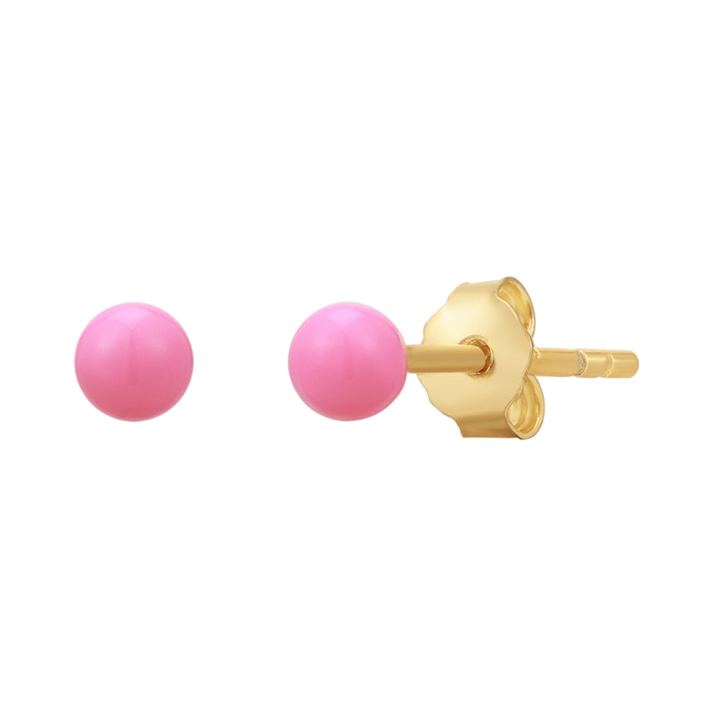 Ohrstecker Sterling Silber gelbgold Emaille pink